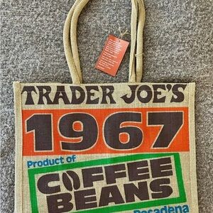 Trader Joe's Beige and Multicolor Coffee Beans Tote